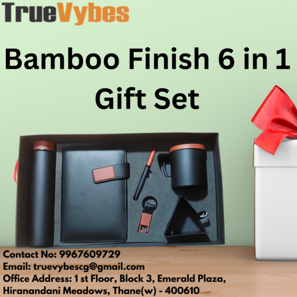 TrueVybes 6-in-1 Office Combo Gift Set - Diary, Keychain, Pen, Mobile Stand, Coffee Mug & Water Bottle - Image 4