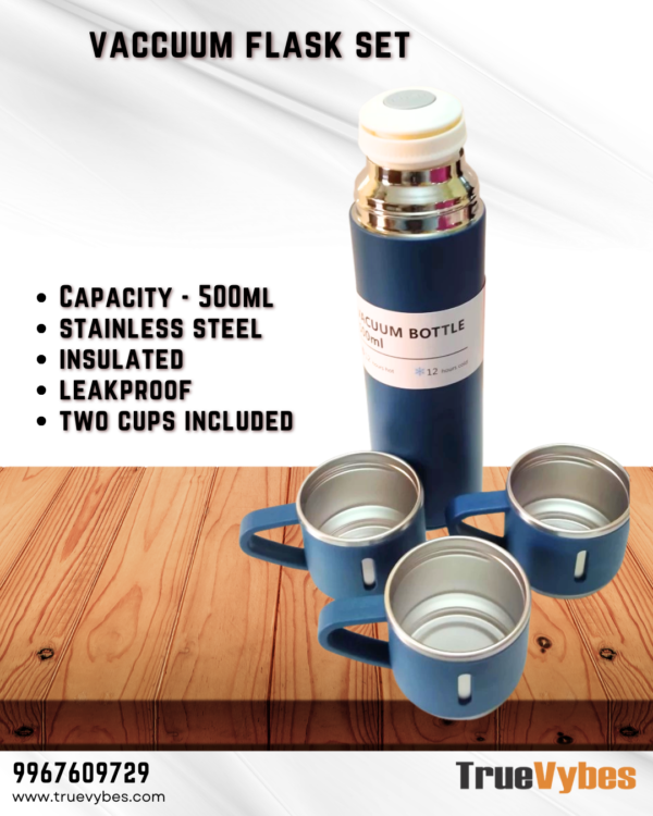 Stylish Vacuum Flask Set with Two Cups | Premium Corporate Gift Idea - Image 4