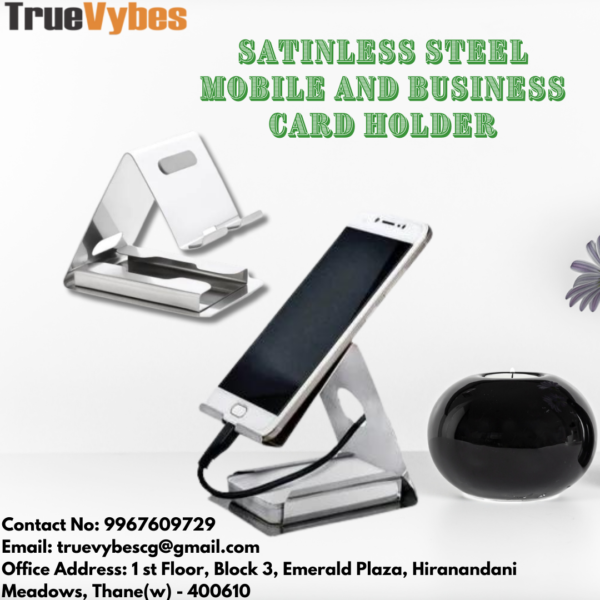 TrueVybes Mobile and Card Holder: Streamlined Organization for Your Essentials(Stainless Steel)