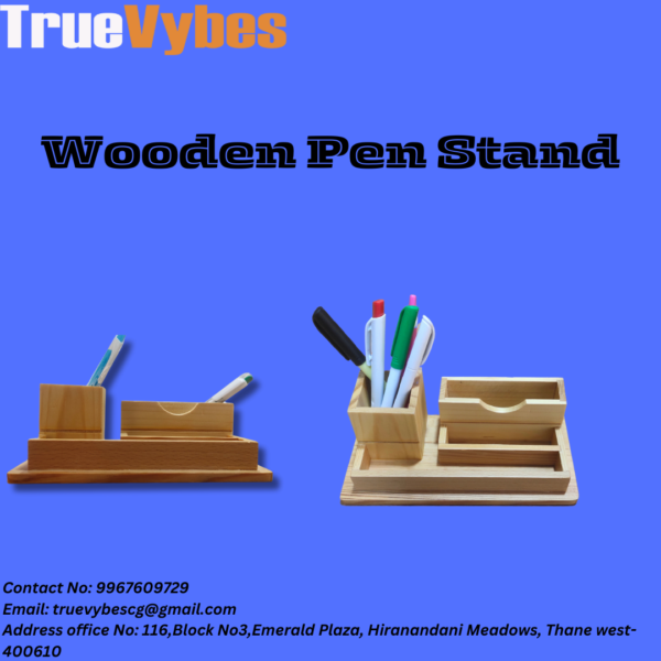 TrueVybes "Embrace Elegance: Introducing Our Wooden Pen Stand Collection!"