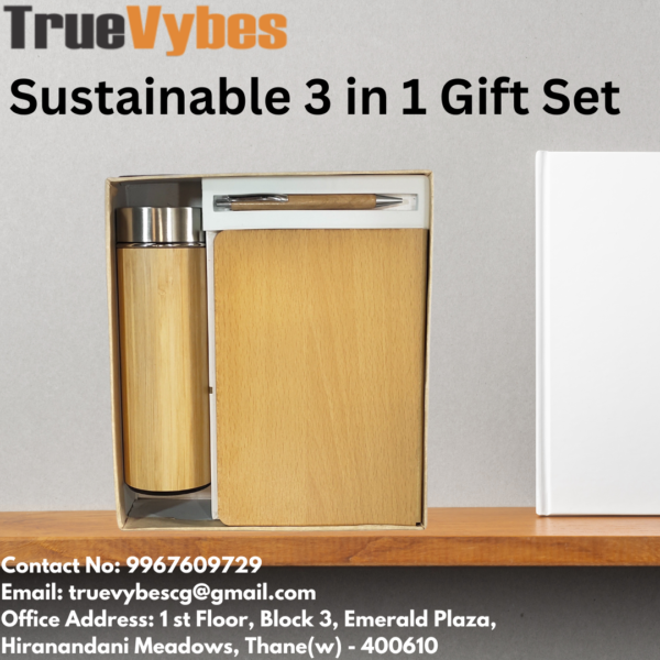 3-in-1 Sustainable Gift Set – Bamboo Diary, Pen, and 450ml Bamboo Water Bottle - Image 6