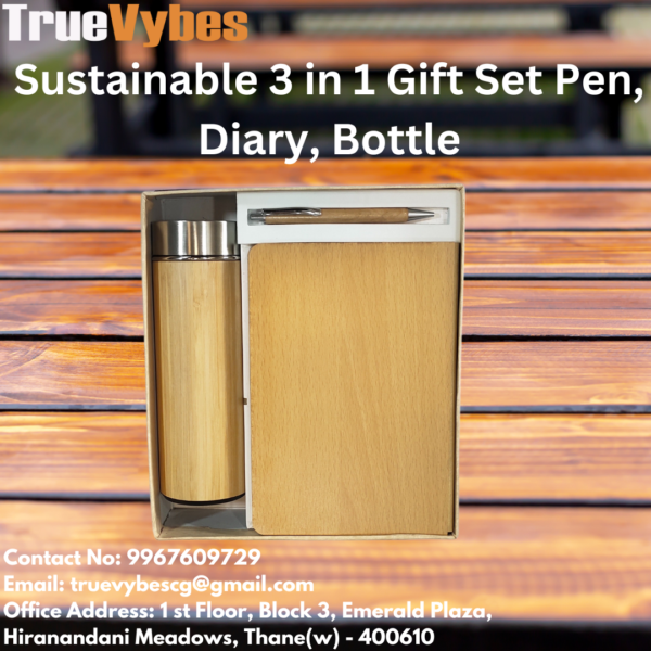 3-in-1 Sustainable Gift Set – Bamboo Diary, Pen, and 450ml Bamboo Water Bottle - Image 7