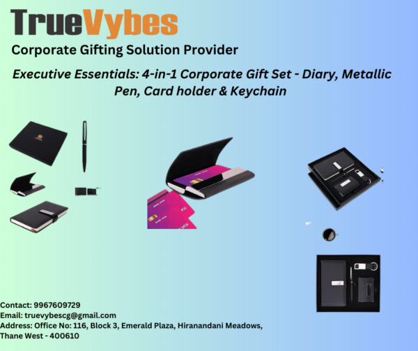 Corporate Gift Set & Combo: 4-in-1 Gift Set – Pen, Keychain, Diary & Business Card Holder - Image 11