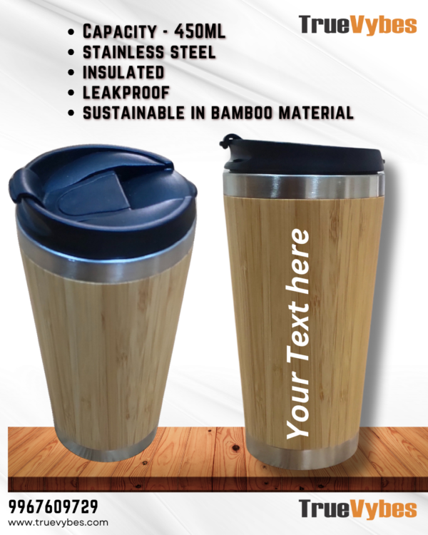 Bamboo Coffee Tumbler – 450 ML Insulated & Eco-Friendly Travel Mug - Image 3