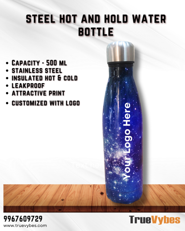 Premium Insulated Steel Bottle with Marble Finish | Hot & Cold Corporate Gift